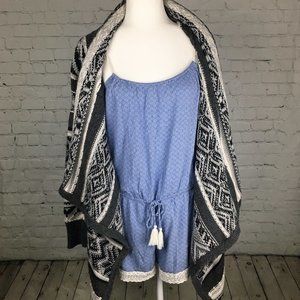 aerie Blue and White Lace Pajama Romper